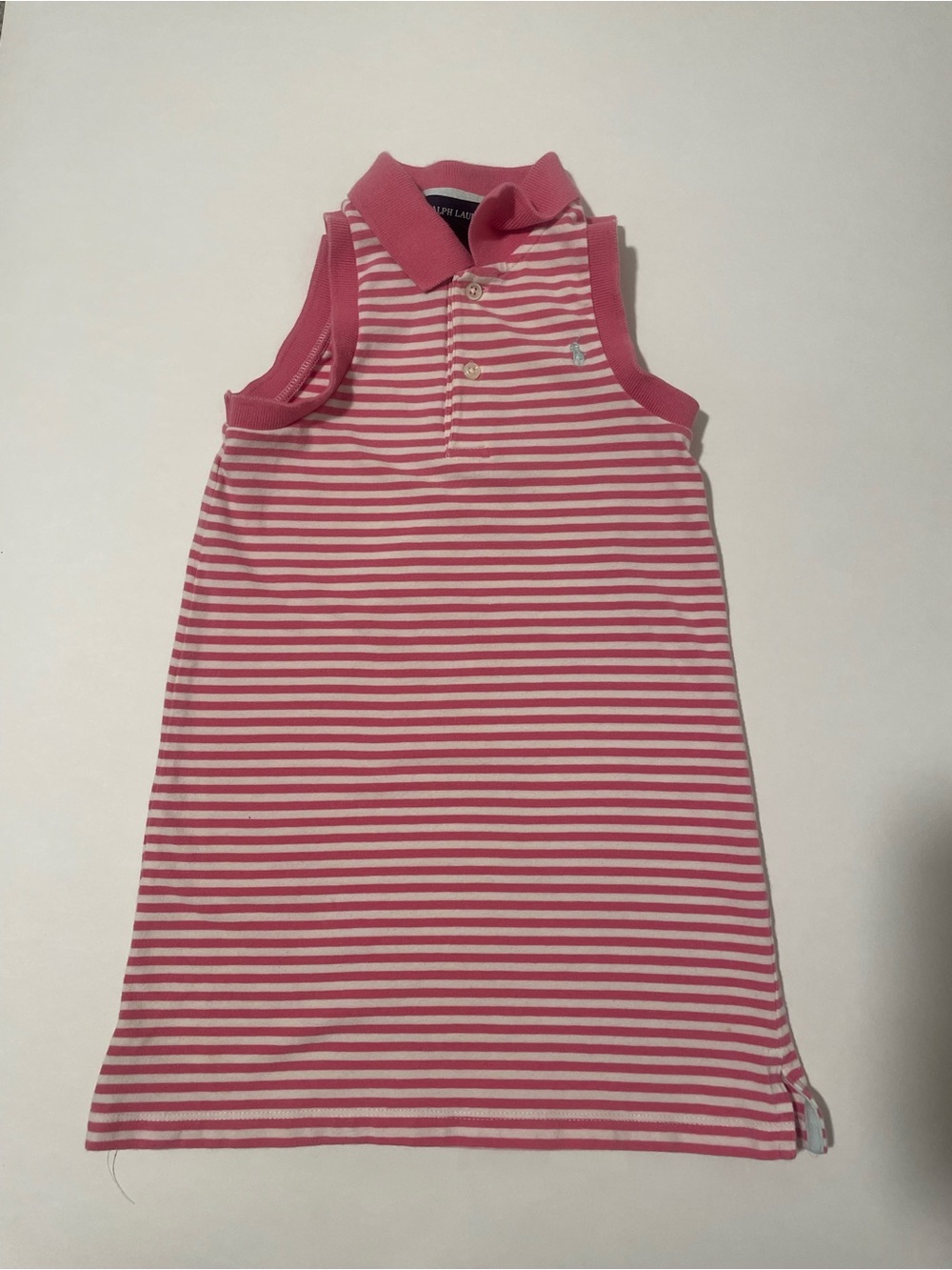 Ralph Lauren Pink & White Striped Polo Dress Preppy Golf Classic Luxury